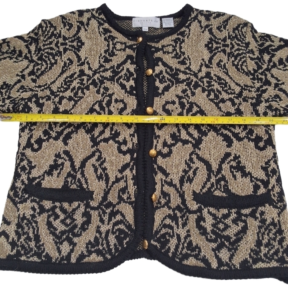 ✨2/$25~Highgate Ltd VTG 80s Button Up Knit Cardigan~Black Gold~Formalwear~SM P - Picture 7 of 8